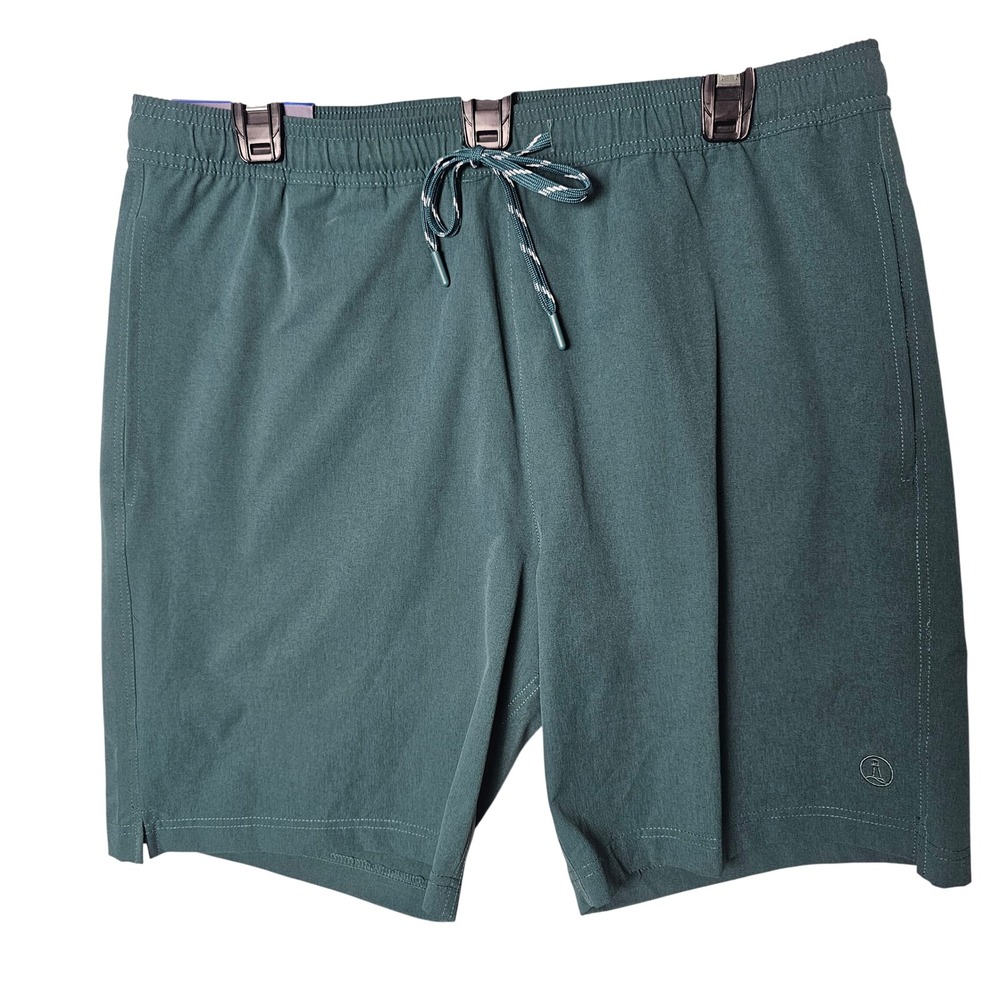 Lands' End Mens UPF 50 Quick Dry Lined Swim Shorts L Green Coastal Gorpcore NWT